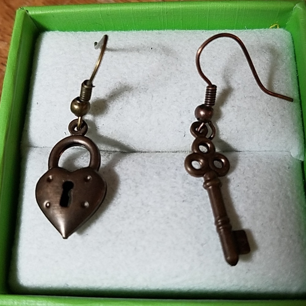 Pewter Lock & Key Earrings
